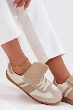 Niskie Sneakersy Damskie Z Wywiniętym Językiem Beżowe Ardira