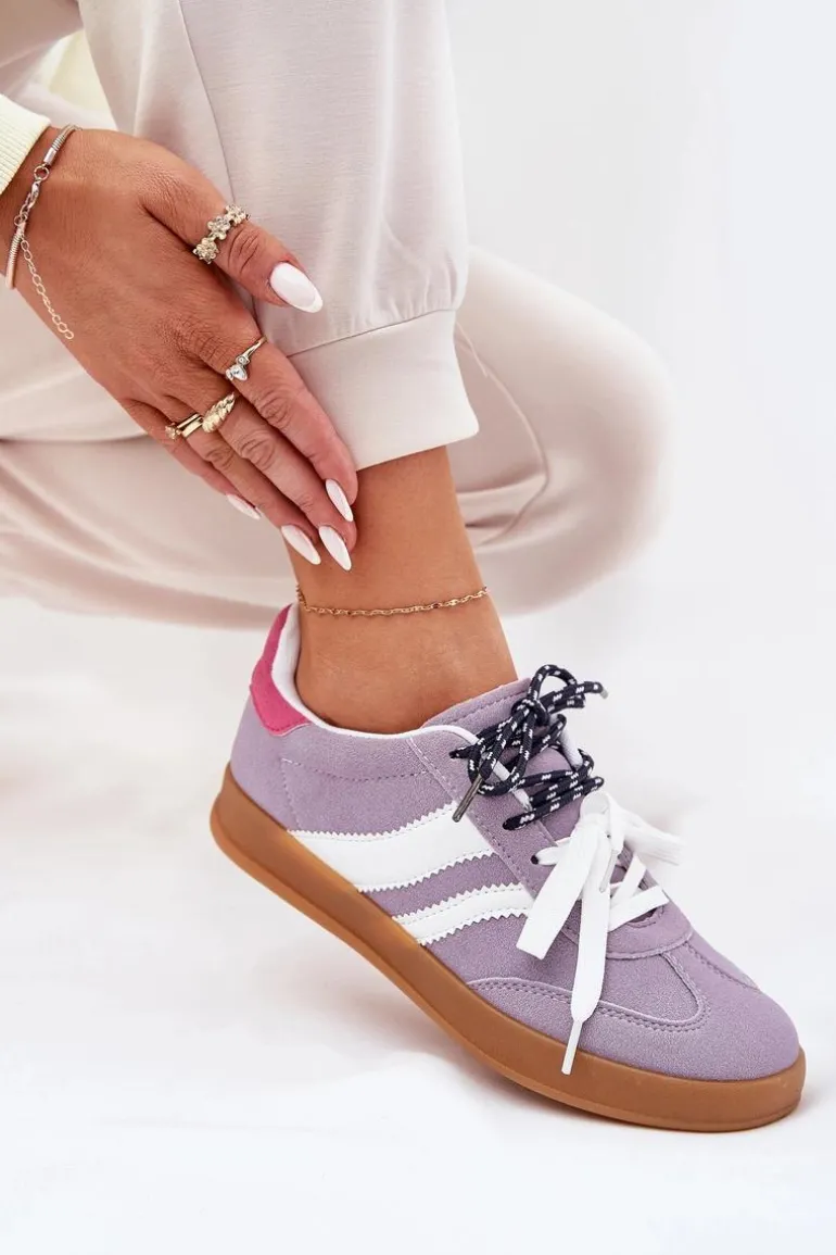 Niskie Sneakersy Damskie Z Podwójnym Sznurowaniem Fioletowe Ventus