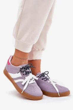 Niskie Sneakersy Damskie Z Podwójnym Sznurowaniem Fioletowe Ventus