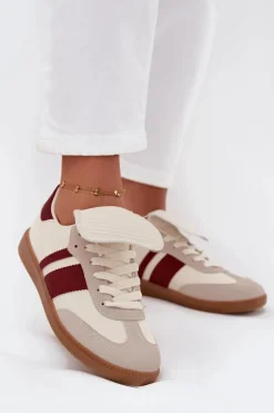 Niskie Sneakersy Damskie Z Wywiniętym Językiem Bordowe Ardira