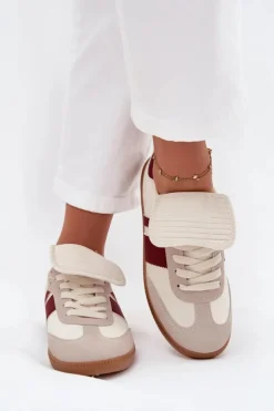 Niskie Sneakersy Damskie Z Wywiniętym Językiem Bordowe Ardira
