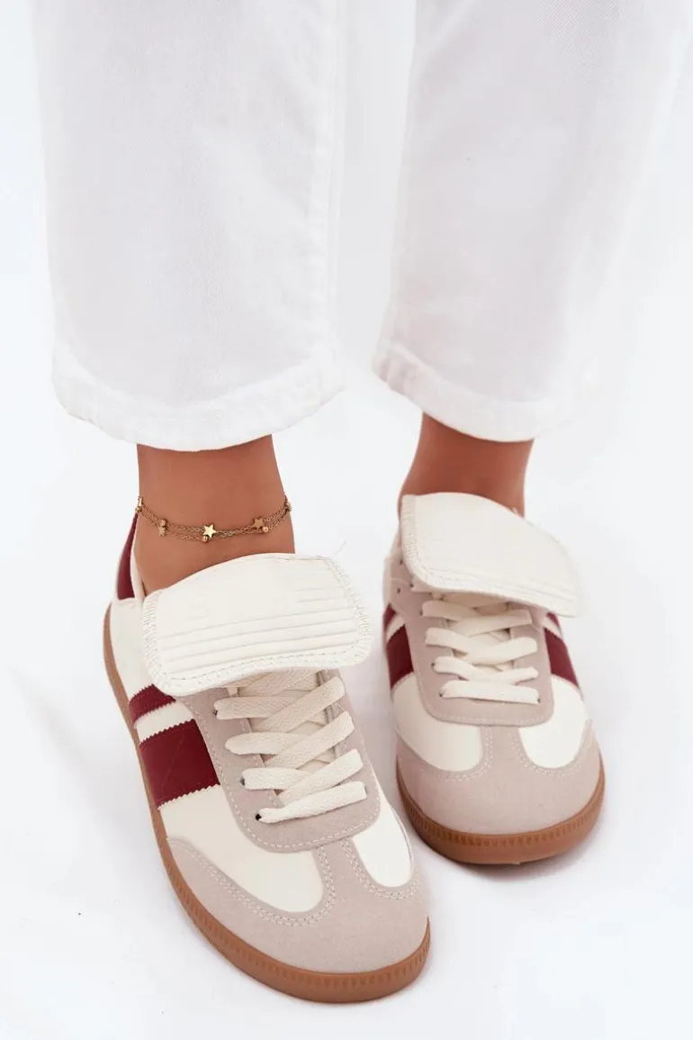 Niskie Sneakersy Damskie Z Wywiniętym Językiem Bordowe Ardira