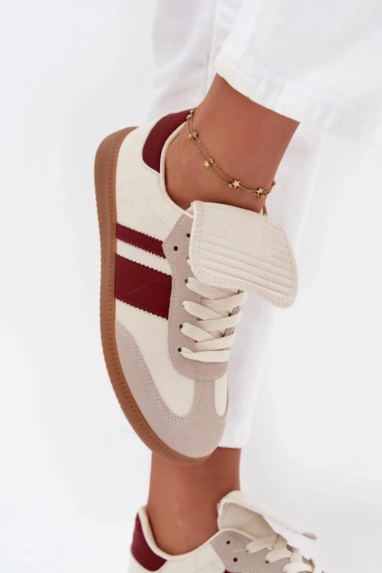 Niskie Sneakersy Damskie Z Wywiniętym Językiem Bordowe Ardira