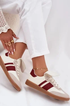 Niskie Sneakersy Damskie Z Wywiniętym Językiem Bordowe Ardira