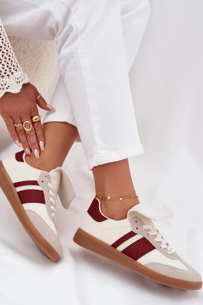 Niskie Sneakersy Damskie Z Wywiniętym Językiem Bordowe Ardira