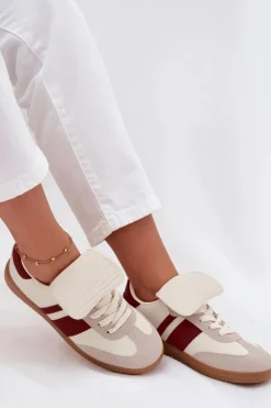 Niskie Sneakersy Damskie Z Wywiniętym Językiem Bordowe Ardira