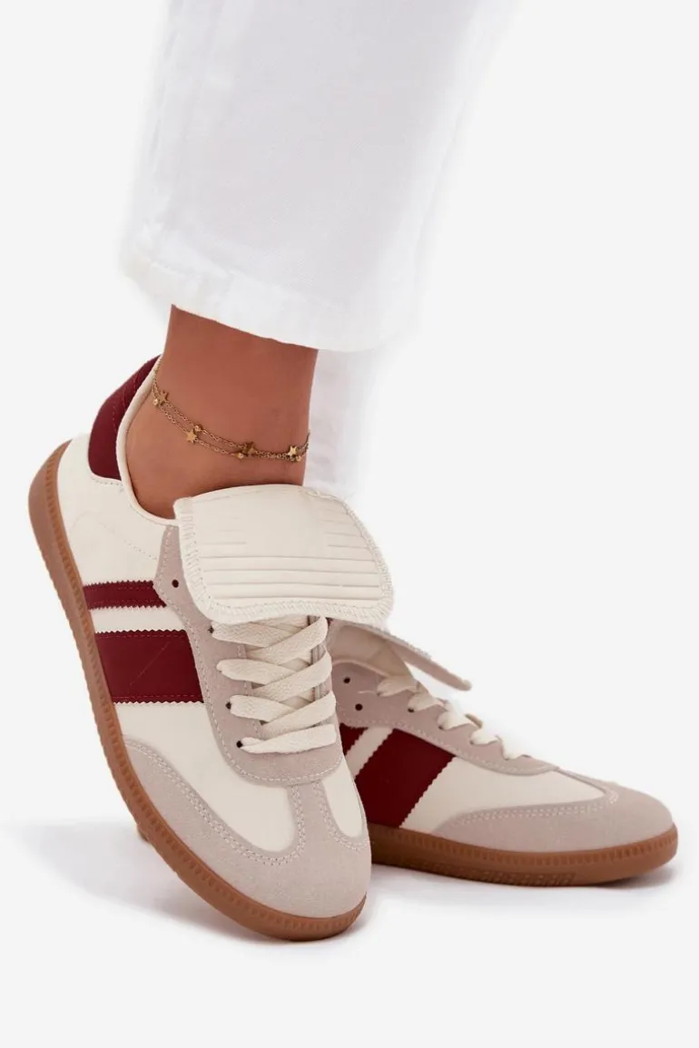 Niskie Sneakersy Damskie Z Wywiniętym Językiem Bordowe Ardira