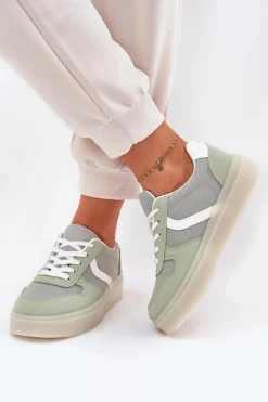 Niskie Sneakersy Damskie Na Platformie Zielone Telmira