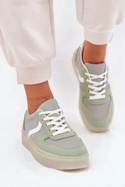 Niskie Sneakersy Damskie Na Platformie Zielone Telmira