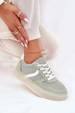 Niskie Sneakersy Damskie Na Platformie Zielone Telmira