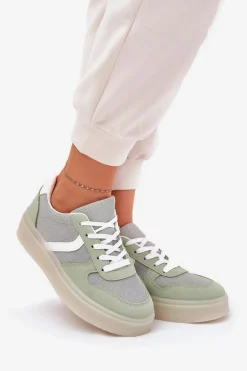 Niskie Sneakersy Damskie Na Platformie Zielone Telmira