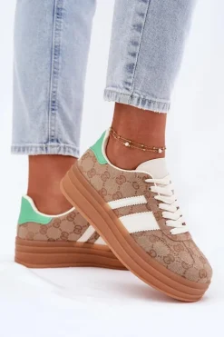 Niskie Sneakersy Na Platformie Khaki Ovivene