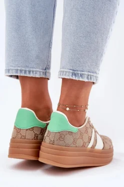 Niskie Sneakersy Na Platformie Khaki Ovivene