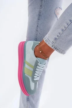 Niskie Sneakersy Na Platformie Niebieskie Ovivene