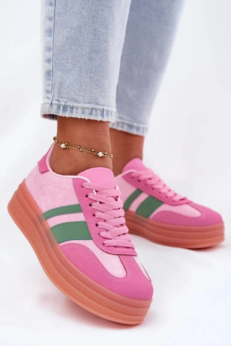 Niskie Sneakersy Na Platformie Różowe Ovivene