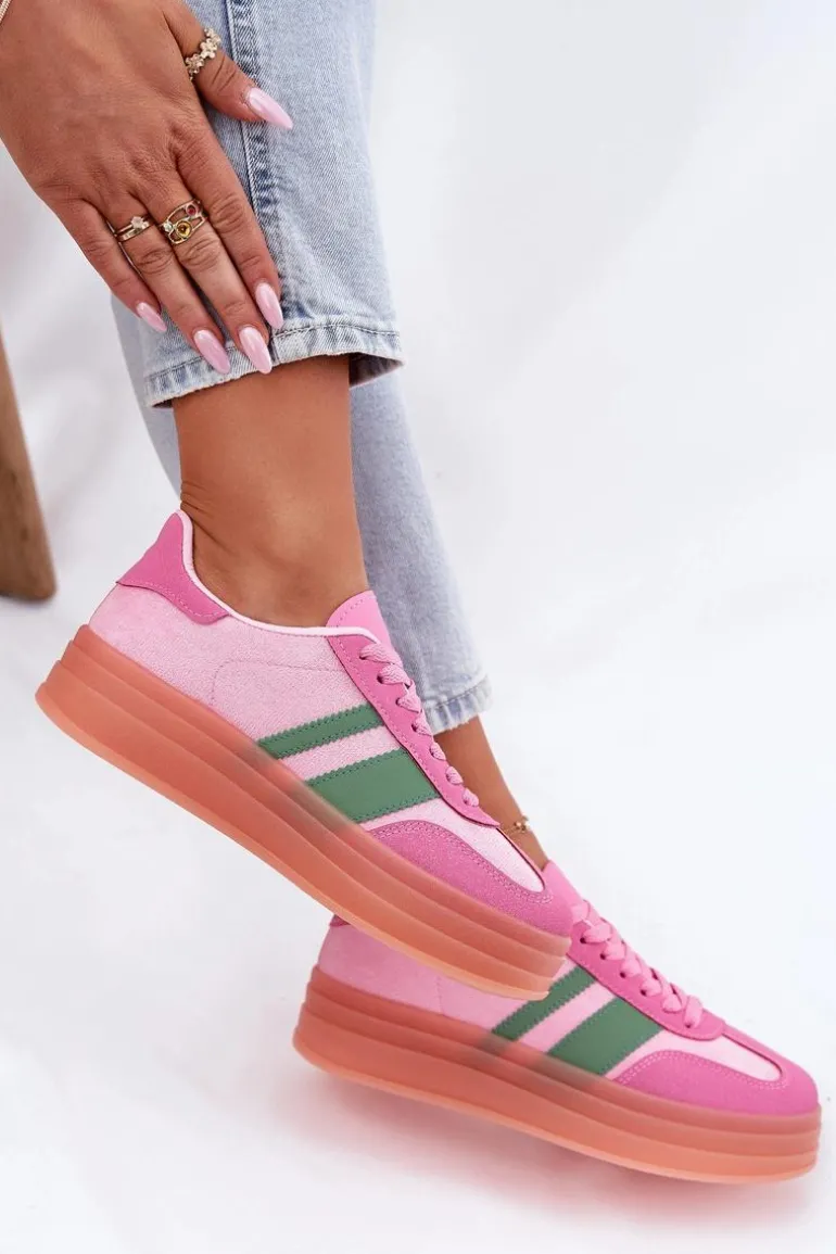 Niskie Sneakersy Na Platformie Różowe Ovivene