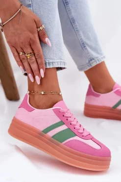 Niskie Sneakersy Na Platformie Różowe Ovivene