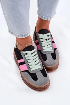 Niskie Sneakersy Na Platformie Czarne Ovivene