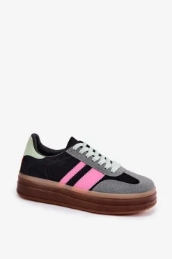 Niskie Sneakersy Na Platformie Czarne Ovivene