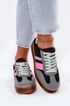 Niskie Sneakersy Na Platformie Czarne Ovivene