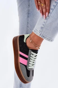 Niskie Sneakersy Na Platformie Czarne Ovivene