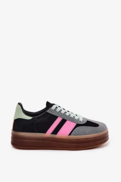 Niskie Sneakersy Na Platformie Czarne Ovivene