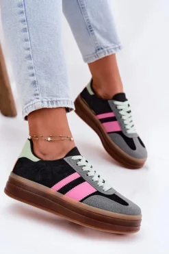 Niskie Sneakersy Na Platformie Czarne Ovivene