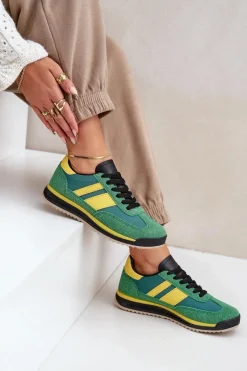 Niskie Sneakersy Trampki Damskie Zielone Sellira