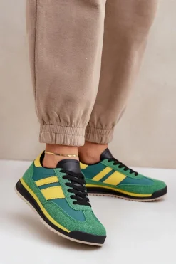 Niskie Sneakersy Trampki Damskie Zielone Sellira
