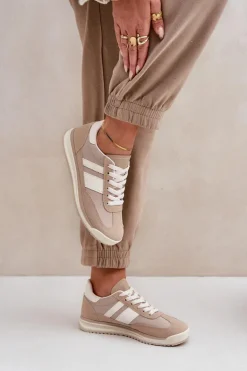 Niskie Sneakersy Trampki Damskie Beżowe Sellira