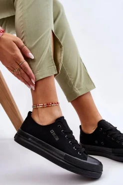 Niskie Sznurowane Tenisówki Big Star LL274967 Czarne