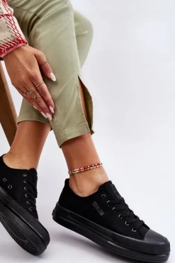 Niskie Sznurowane Tenisówki Big Star LL274967 Czarne