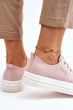 Niskie Sznurowane Tenisówki Big Star LL274970 Nude