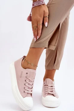 Niskie Sznurowane Tenisówki Big Star LL274970 Nude