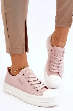 Niskie Sznurowane Tenisówki Big Star LL274970 Nude