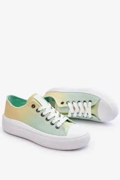 Niskie Tenisówki Na Platformie Big Star LL274A186 Żółto-Zielone