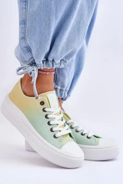 Niskie Tenisówki Na Platformie Big Star LL274A186 Żółto-Zielone