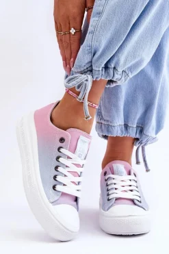 Niskie Tenisówki Na Platformie Big Star LL274A187 Różowo-Niebieskie