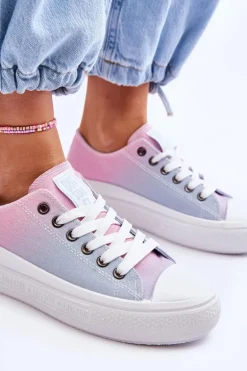 Niskie Tenisówki Na Platformie Big Star LL274A187 Różowo-Niebieskie