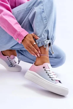 Niskie Tenisówki Na Platformie Big Star LL274A187 Różowo-Niebieskie