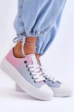Niskie Tenisówki Na Platformie Big Star LL274A187 Różowo-Niebieskie