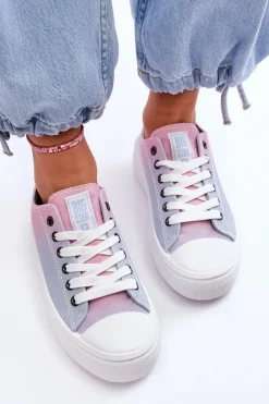 Niskie Tenisówki Na Platformie Big Star LL274A187 Różowo-Niebieskie