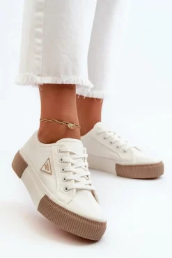 Niskie Trampki Damskie Białe Enalae