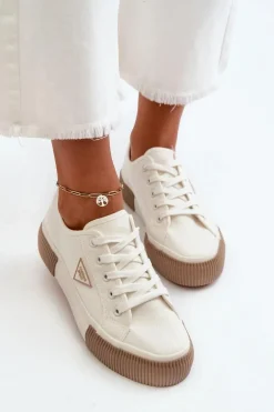 Niskie Trampki Damskie Białe Enalae