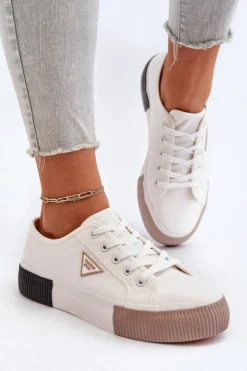 Niskie Trampki Damskie Białe Enalae
