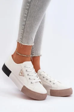 Niskie Trampki Damskie Białe Enalae