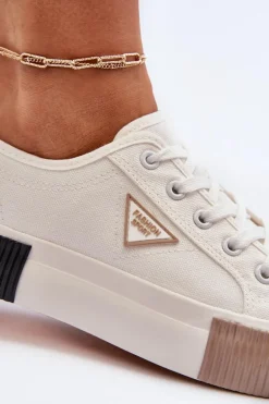 Niskie Trampki Damskie Białe Enalae