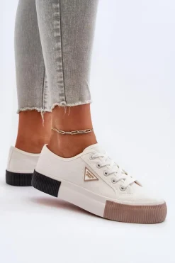 Niskie Trampki Damskie Białe Enalae