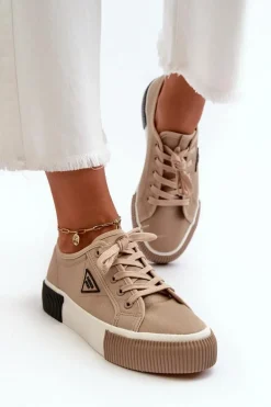 Niskie Trampki Damskie Brązowe Enalae