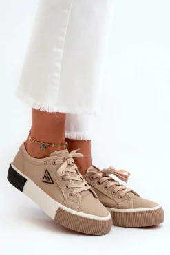 Niskie Trampki Damskie Brązowe Enalae